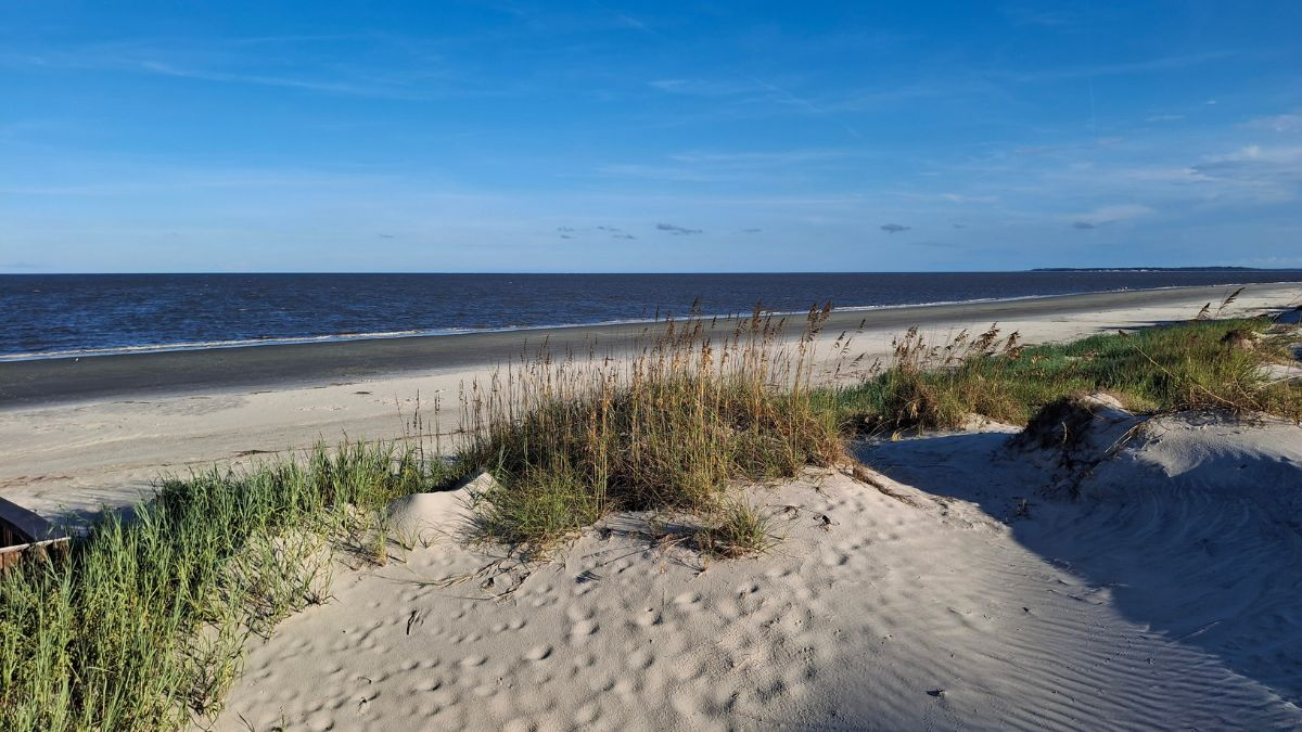 Sandy beach and ocean view on Jekyll Island, Georgia – part of Summer 2025 road trip.
