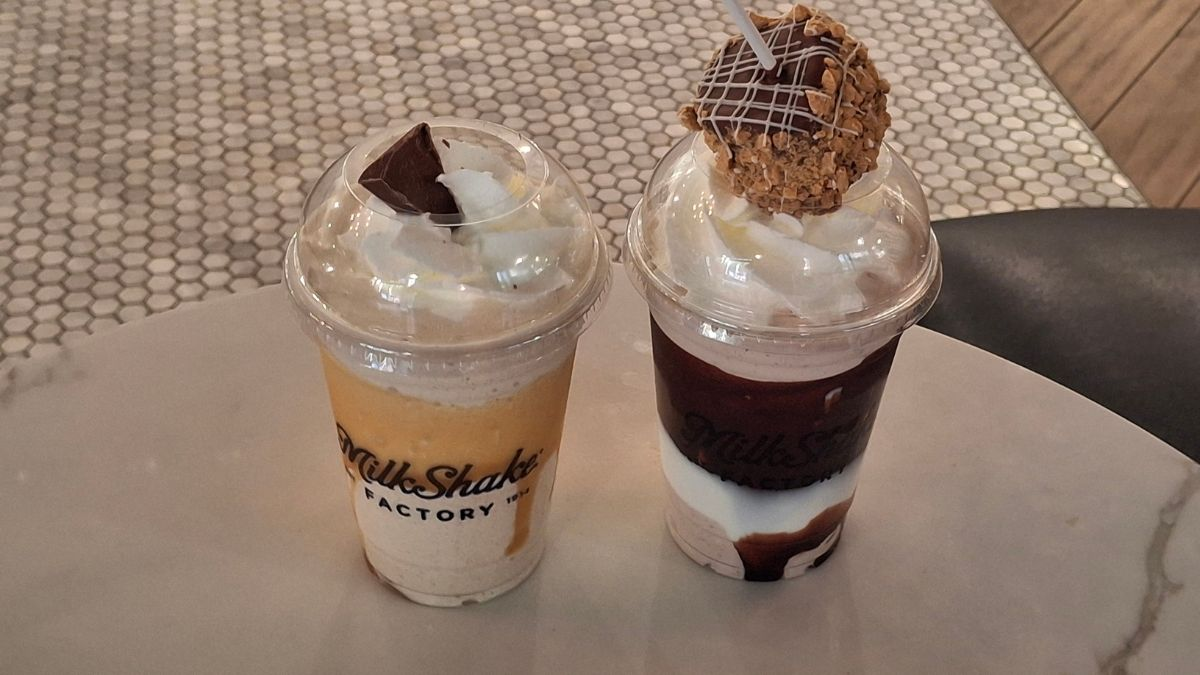 Close-up of two milkshakes from The Milkshake Factory in Pittsburgh, Pennsylvania during Summer 2025 road trip.