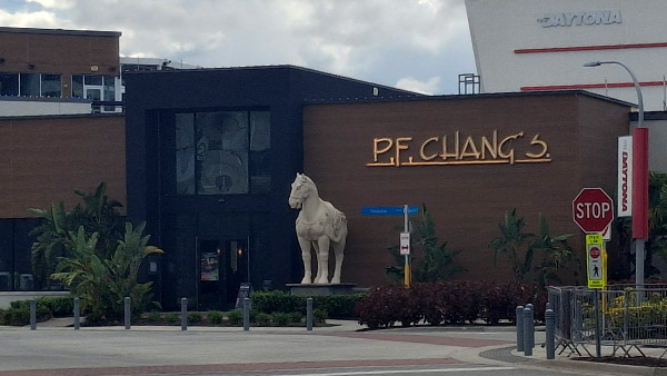 Exterior of P.F. Chang’s at ONE Daytona, a sit-down Asian-inspired restaurant popular for group and family dining