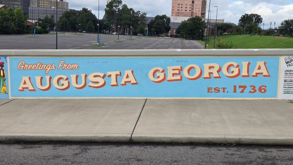 Greetings from Augusta Georgia mural near downtown Augusta and the Augusta Riverwalk