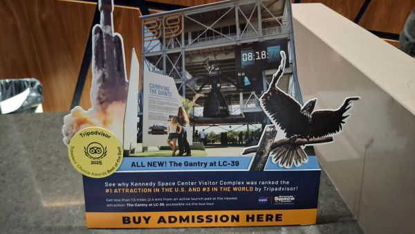 Kennedy Space Center Visitor Complex admission display near Courtyard Titusville Kennedy Space Center hotel